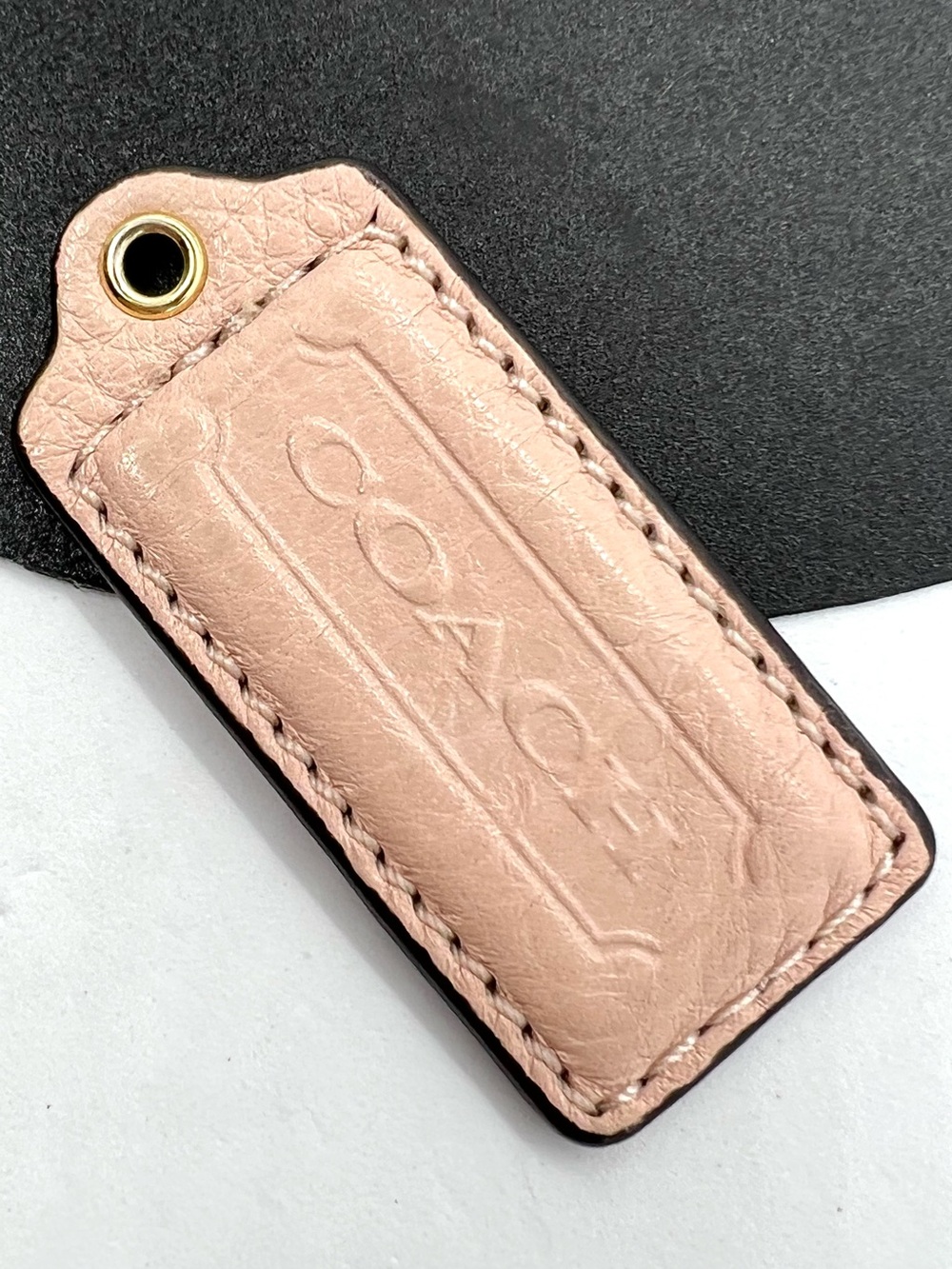 Authentic Coach Pebbled Leather Replacement Bag Charm Hangtag Blush Pink 2.25”